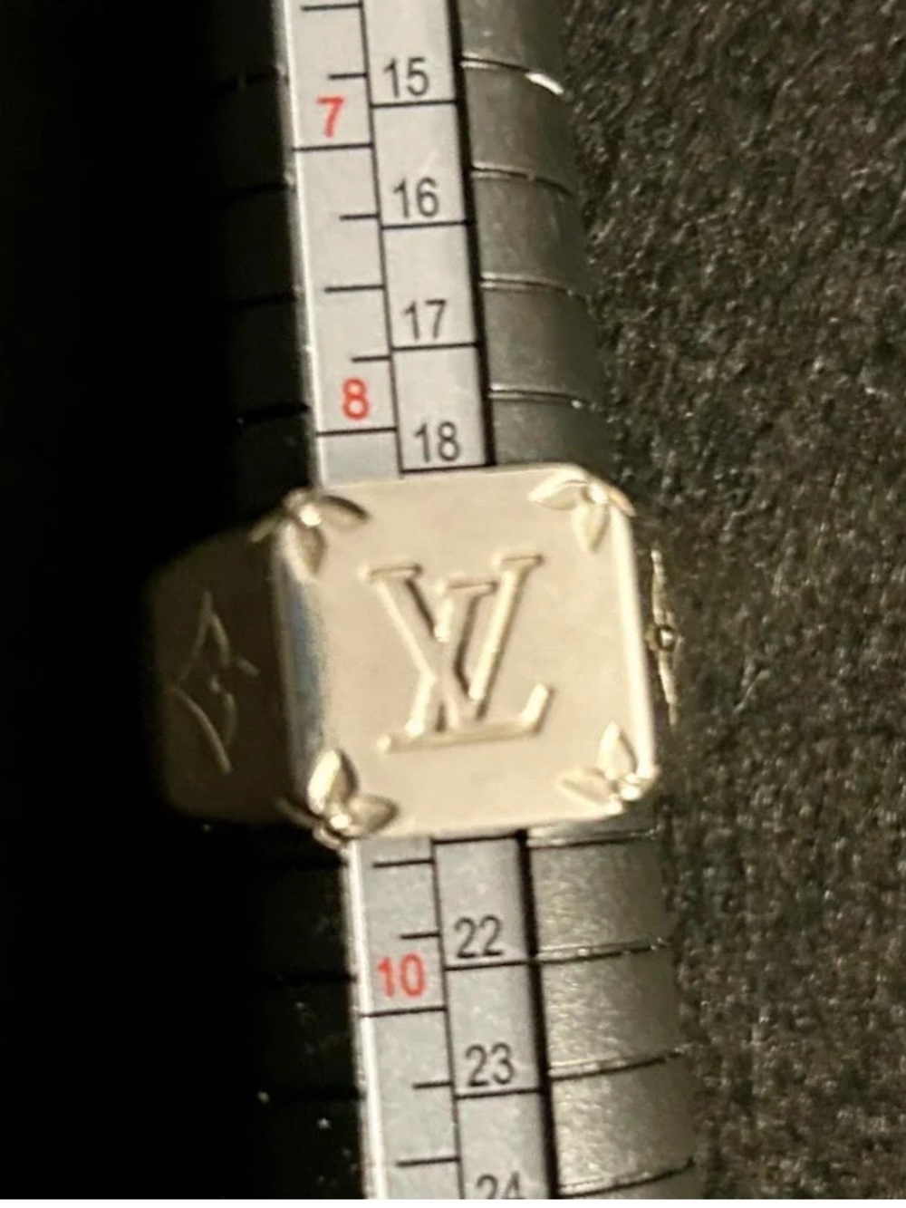 Louis Vuitton Polished Silver Monogram Signet Ring - Picture 2 of 11
